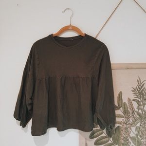 Baby doll dark green top